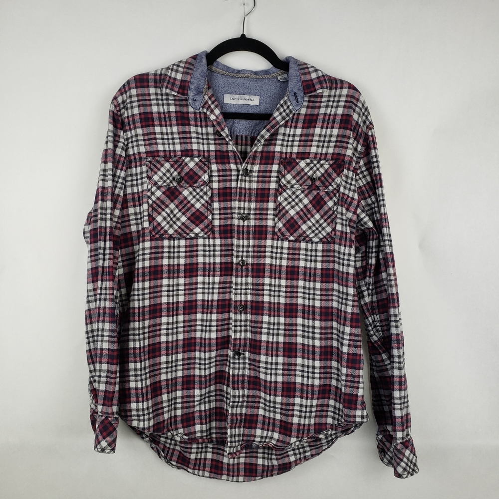 James Campbell Mens Plaid Button Down Shirt Pockets Flannel long sleeve M